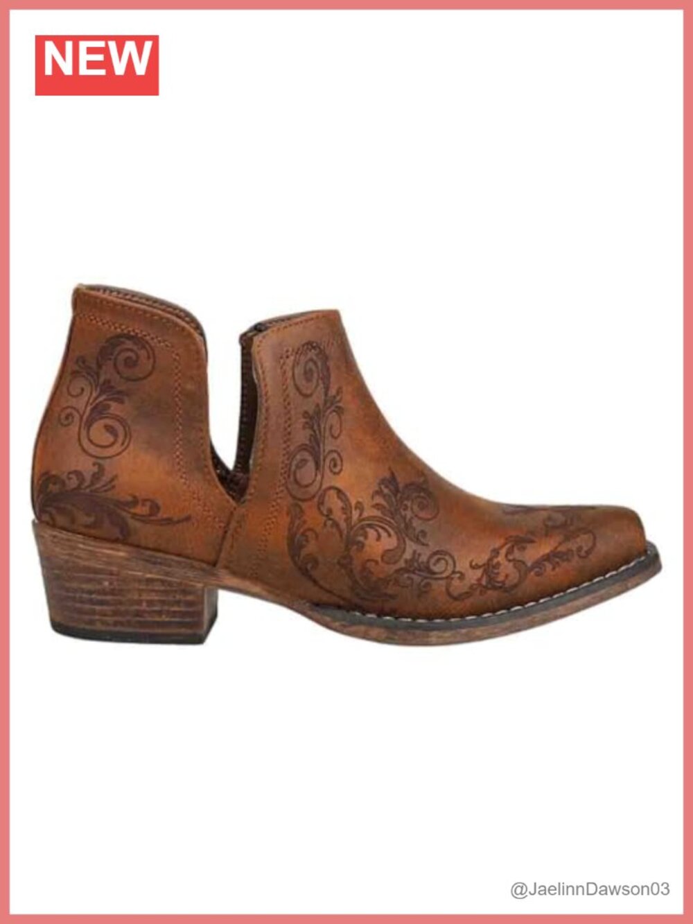 Faux Leather Ankle Boots Snip Toe Stacked Heel Casual Western Booties